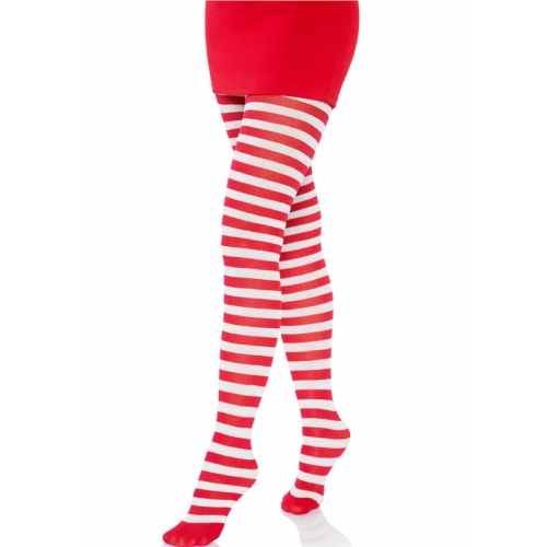 Gestreifte Strumpfhose Weiss / Rot | Leg Avenue