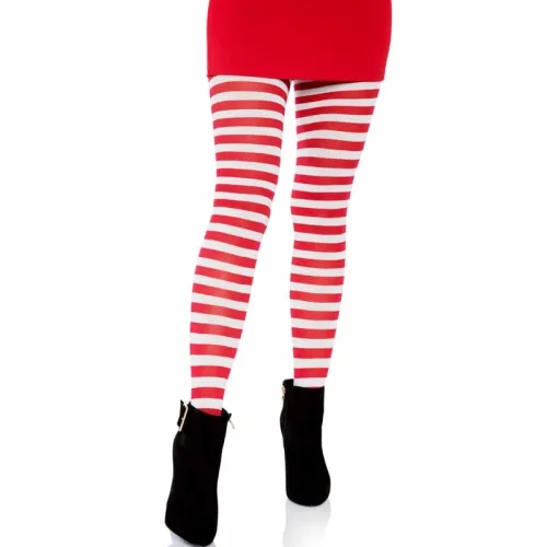 Gestreifte Strumpfhose Weiss / Rot – Leg Avenue