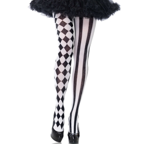 Arlequin Strumpfhose Schwarz / Weiss | Leg Avenue