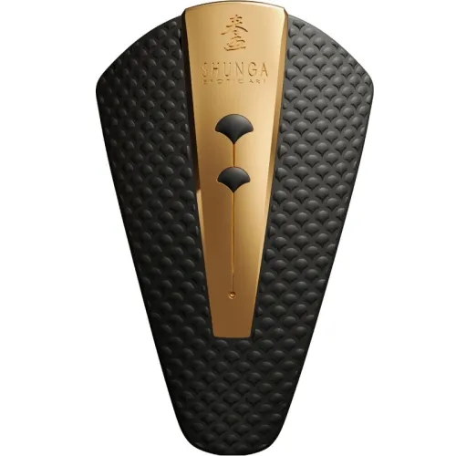 Black and gold Shunga product with textured pattern and logo.