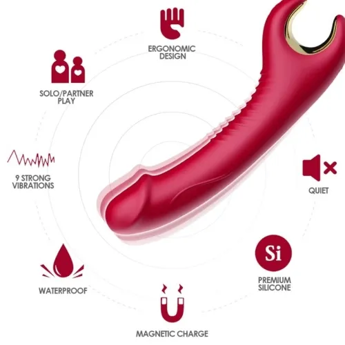 Prince Dildo Vibrator & Rotator Red | Armony
