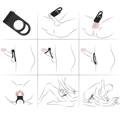 Twins Double Ring Vibrator for Couples Black – Armony