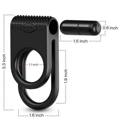 Twins Double Ring Vibrator for Couples Black – Armony