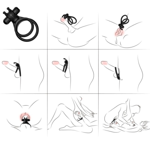 Traveler Doppelring-Vibrator Für Paare Rabbit Schwarz  –  Armony