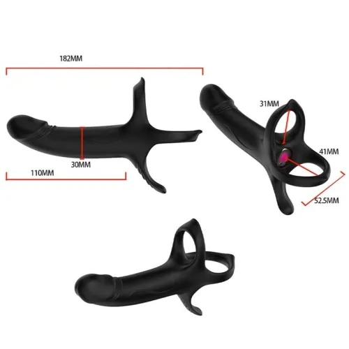 Dildo with Ring & Vibrator with Remote Control, Black – Armony