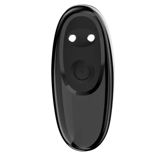 Black, oval device with two holes and an on/off switch in the middle.