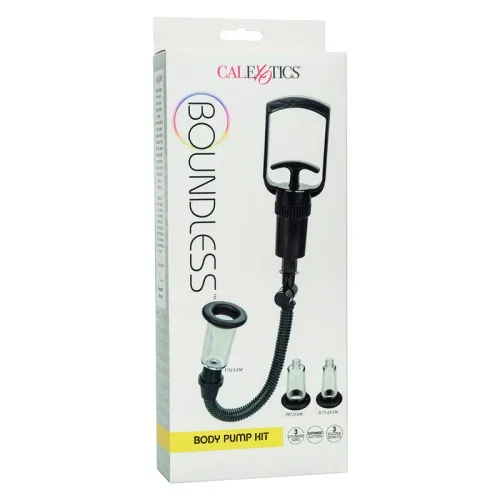 Packaging of a CalExotics Body Pump Kit including pump and accessories.
