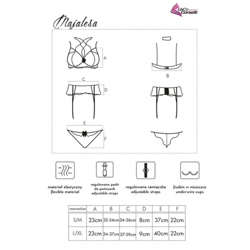 Majalesa Lc 90526 BH + Strumpfgürtel + Panty Schwarz | Livco Corsetti Fashion