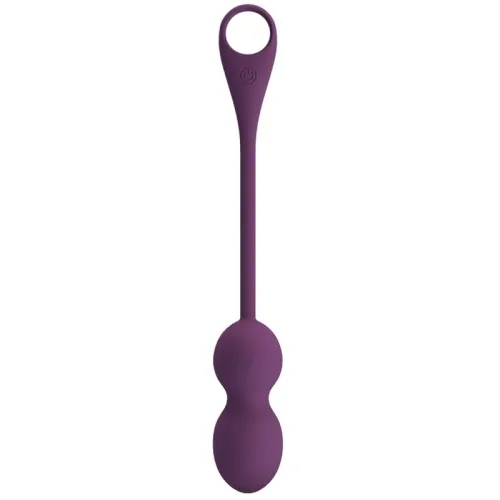 Purple Kegel ball with long handle and loop, suitable for pelvic floor training.