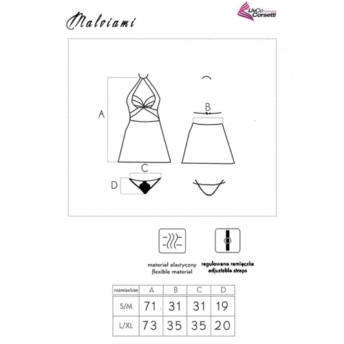 Malviami Lc 90625 Hemd + Panty Schwarz L/XL | Livco Corsetti Fashion