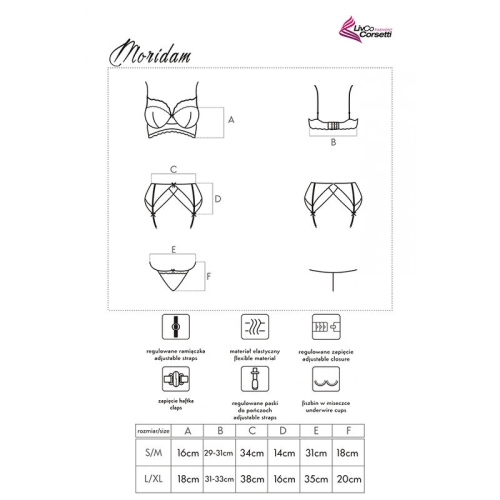 Moridam Lc 90552 BH + Strumpfgürtel + Höschen Schwarz  | Livco Corsetti Fashion