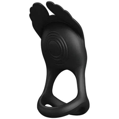 Black, modern silicone design object with curved shapes and structured details, reminiscent of abstract art.