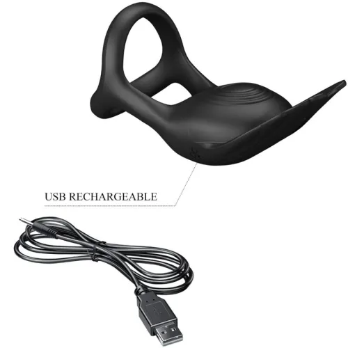 Vibrant Penis Ring 7 Modes Black Silicone – Pretty Love