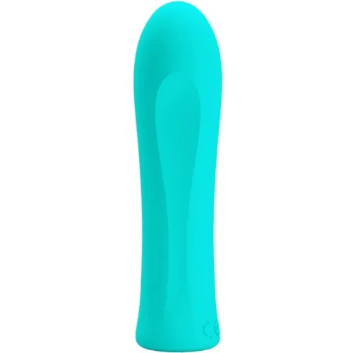 Turquoise, smooth, cylindrical object with a rounded tip.