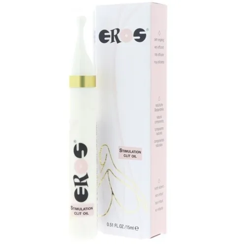 Flasche und Verpackung von EROS Stimulation Clit Oil, 15 ml.