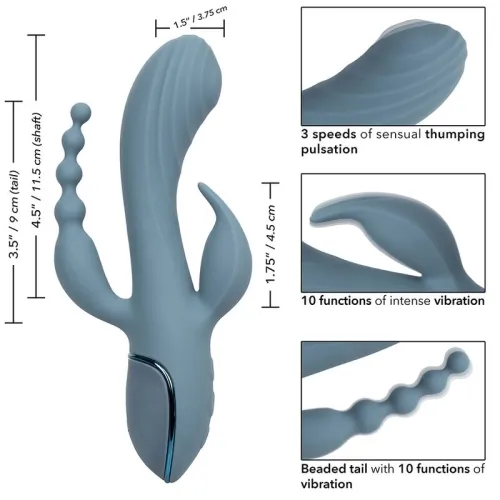 Triple Ecstasy Vibrator Grau | Calex