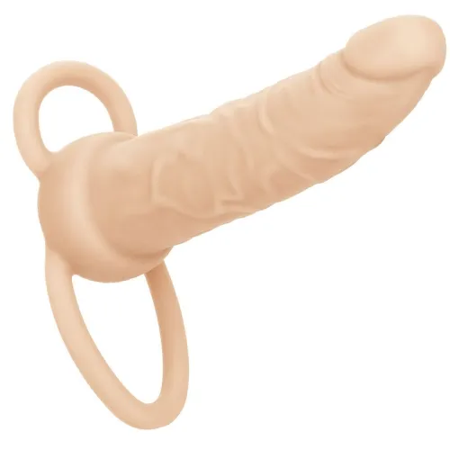 Fleischfarbener Dildo mit zwei Ringen, realistische Textur.