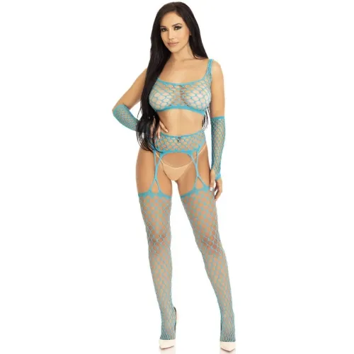 Crop Top Stockings and Gloves Blue – Leg Avenue