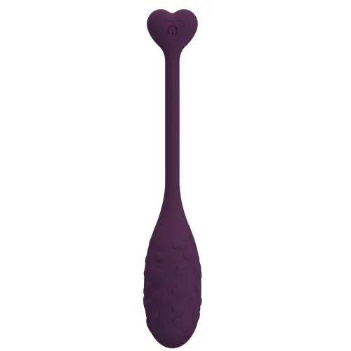 Lila Silikon-Vibrator mit Herzmuster und herzförmigem Griff.
