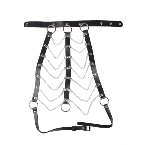 Chest Harness Leather Chains Black Os – Sublime