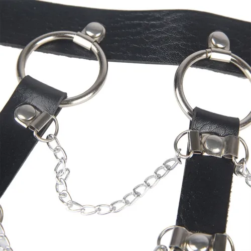 Chest Harness Leather Chains Black Os – Sublime