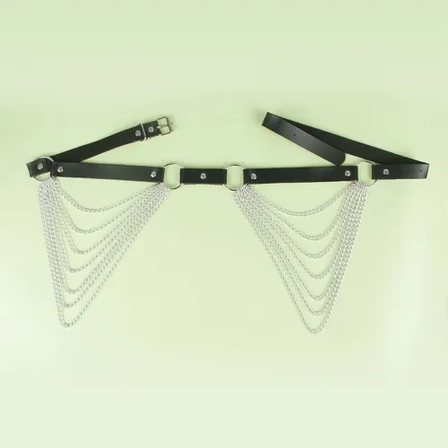 Black Leather Chain Belt Os – Subblime