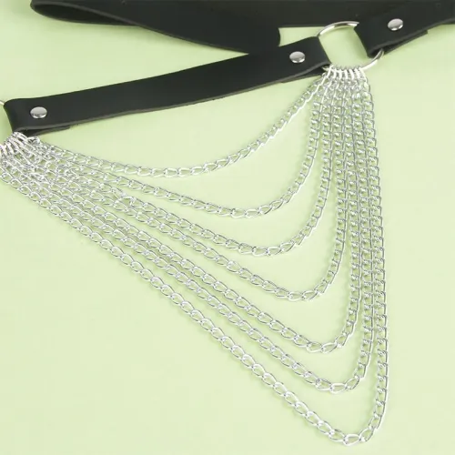 Black Leather Chain Belt Os – Subblime