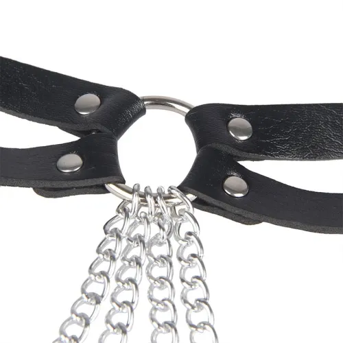 Black Leather Ring Chain Belt Os – Subblime