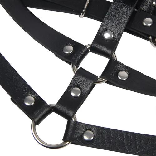 Leather ring chest harness black Os – Sublime