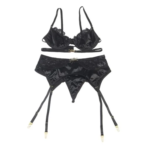 3-Piece Lace Bra Set, Black, L/XL – Subblime