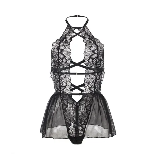Teddy Neckholder Bareback Lace Black L/XL – Subblime
