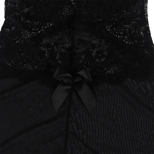 Babydoll Tulle Fabric with Lace and Floral Detail Black S/M – Subblime