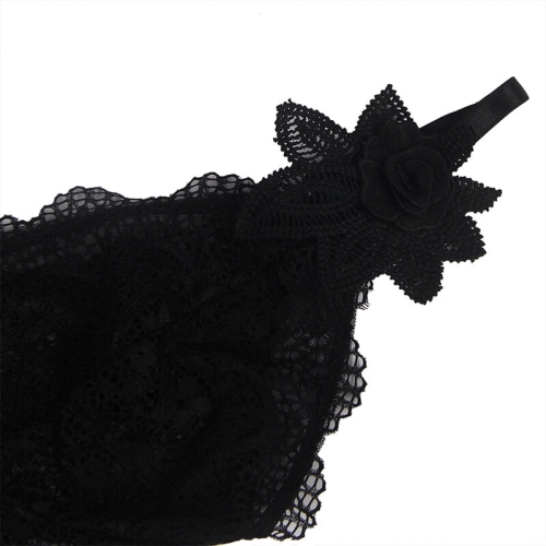 Babydoll Tüllstoff Mit Spitze Und Blumendetail Schwarz S/M | Subblime