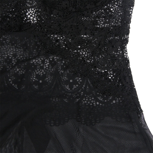 Babydoll Tüllstoff Mit Spitze Und Blumendetail Schwarz S/M | Subblime