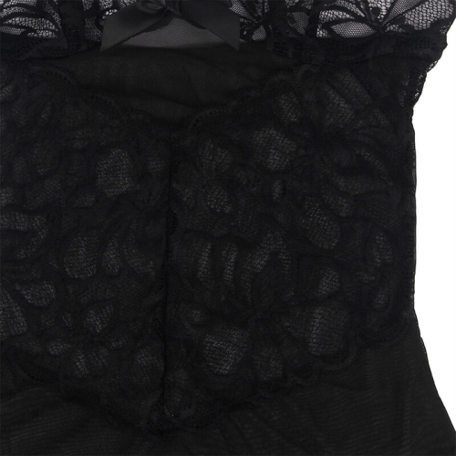 Babydoll Mit Verstellbaren Trägern Und Transparenter Spitze Mit Blumendruck Schwarz S/M | Subblime