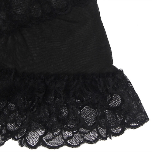 Babydoll Mit Verstellbaren Trägern Und Transparenter Spitze Mit Blumendruck Schwarz S/M | Subblime