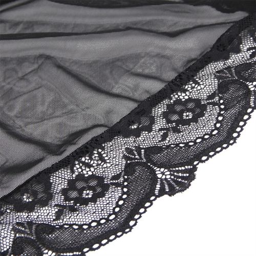 Transparenter Stoffmantel Mit Spitzendetail Schwarz S/M | Subblime