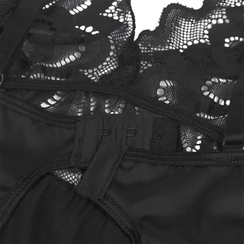 Babydoll with floral print on the chest, black, S/M – Subblime