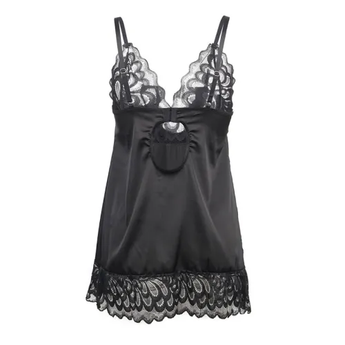 Babydoll with floral print on the chest, black, L/XL – Subblime