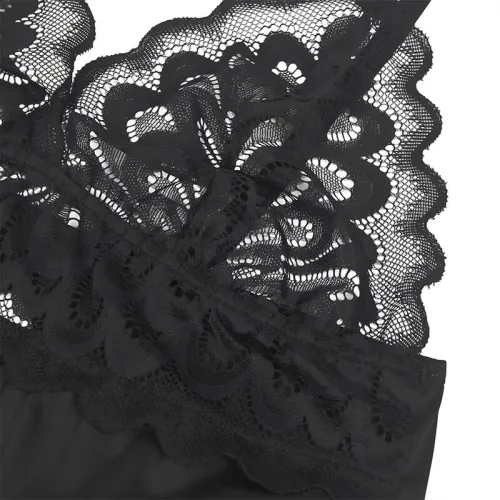 Babydoll with floral print on the chest, black, L/XL – Subblime