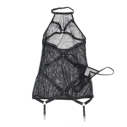 Transparentes Neckholder Kleid Schwarz L/Xl – Subblime