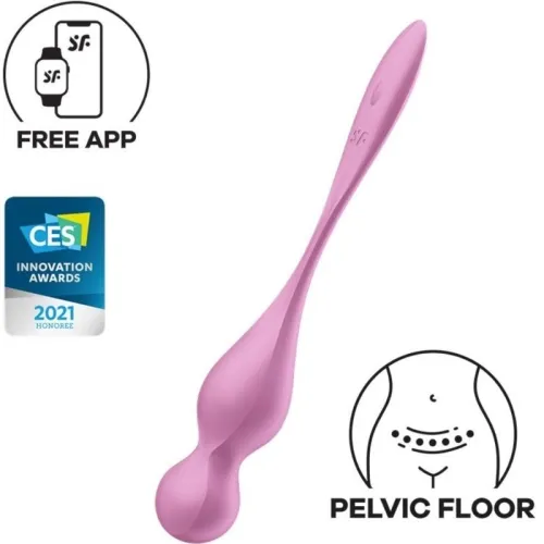 Pink pelvic floor trainer with app control, CES 2021 Innovation Award winner.