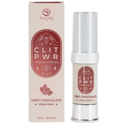 Clitoral Balm "Clit PWR" in Mint Chocolate, 15 ml, mit Verpackung, wärmend und prickelnd.
