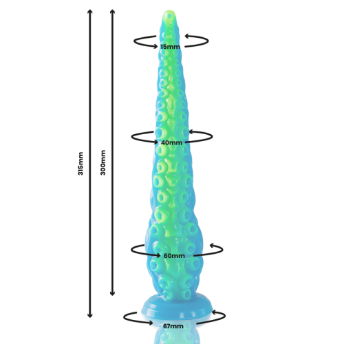 Scylla Fluoreszierender Dünner Tentakel Dildo PlusSize | Epic