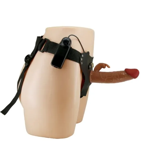Marion Harness Universal Slip With Vibrating Dildo 19cm Brown – Pretty Love