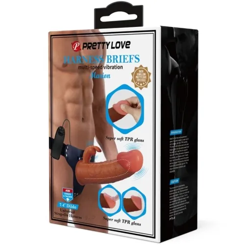 Marion Harness Universal Slip With Vibrating Dildo 19cm Brown – Pretty Love