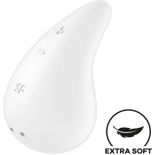 Weißes, tropfenförmiges Gerät mit Plus- und Minus-Tasten, extra weich, mit Blatt-Symbol.