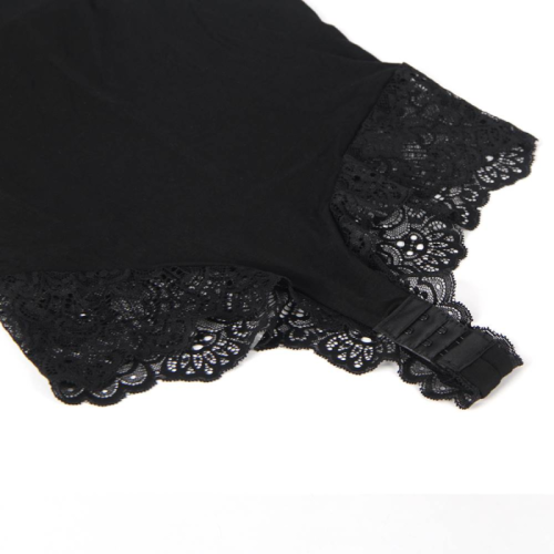 Schwarzer Teddy Mit Blumenspitzendetail L/XL | Subblime