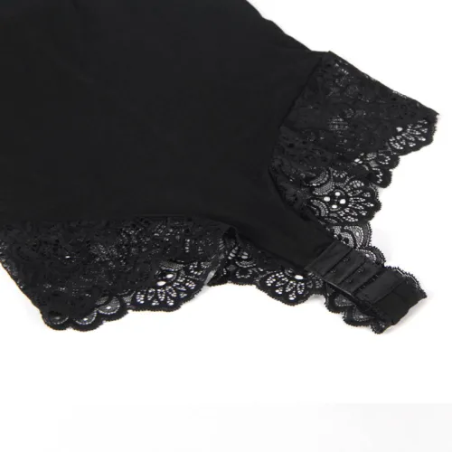 Schwarzer Teddy Mit Blumenspitzendetail L/Xl – Subblime
