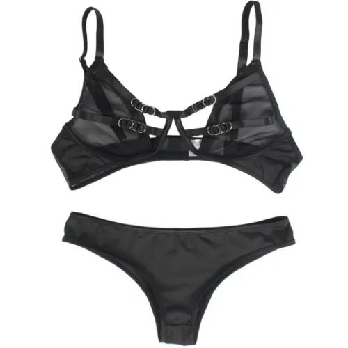 2-piece set consisting of a transparent bra and S/M shoes – Subblime